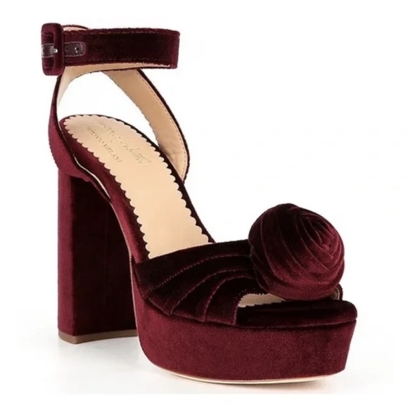 NEW Antonio Melani x Nicola Bathie Emilia Velvet Rose Platform Dress Sandals - Picture 1 of 5